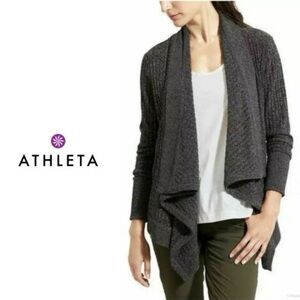 Athleta Womens Gray Tiburon Ribbed Knit Draped Cardigan size XS
